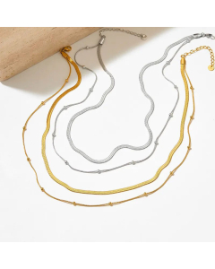 Minimalism Plain Solid Color Stainless Steel Titanium Steel Layered Necklaces CA07831295