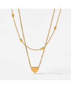 Gold Plated Heart Shape Stainless Steel Titanium Steel Layered Necklaces CA07831296