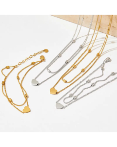 Gold Plated Heart Shape Stainless Steel Titanium Steel Layered Necklaces CA07831296