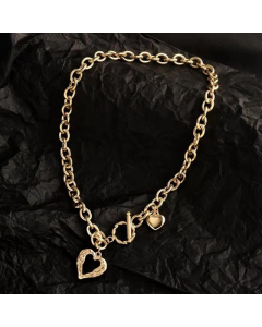 Casual OT Buckle Heart Shape Titanium Steel Pendant Necklace CA07831298