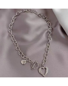 OT Buckle Heart Shape Titanium Steel Pendant Necklace CA07831298