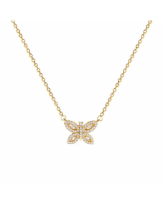 Wholesale Retro Butterfly Titanium Steel Zircon Pendant Necklace