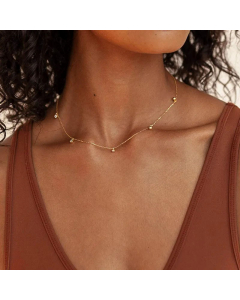 Wholesale Simple Style Round Titanium Steel 18K Gold Plated Zircon Necklace