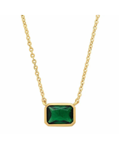 Minimalism Square Stainless Steel Zircon Pendant Necklace CA07831306