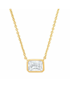 Colorza Jewelry Minimalism Square Stainless Steel Zircon Pendant Necklace CA07831306