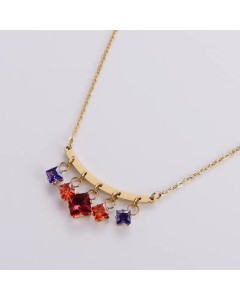 Wholesale Cute Multicolor Stainless Steel 18K Gold Plated Zircon Necklace