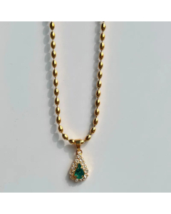 Light Luxury Retro Water Droplets Titanium Steel Peacock Green Zircon Pendant Bead Chian Necklace CA07831318