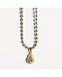 Light Luxury Retro Water Droplets Titanium Steel Bright Yellow Zircon Pendant Bead Chian Necklace CA07831318
