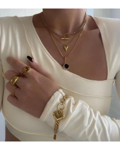 Minimalist Style Streetwear Heart Shape Titanium Steel Zircon Pendant Necklace CA07831319