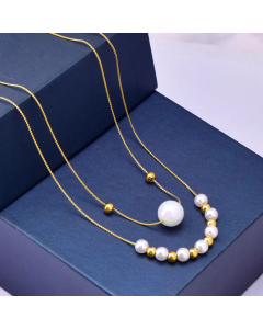 Wholesale Lady Pearl Shell Titanium Steel Layered Necklaces