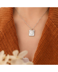 Daily Style Heart Shape Rectangle Titanium Steel 18K Gold Plated Pendant Necklace CA07831324
