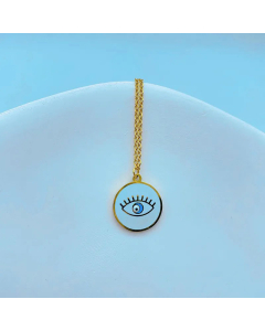 Ethnic Style Minimalism Enamel Devil's Eye Round Pendent Titanium Steel Necklace CA07831326