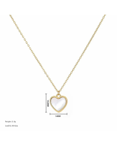 Wholesale Shell Inlaid Heart Shape Titanium Steel Pendant Necklace CA07831329