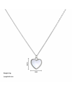 Shell Inlaid Heart Shape Titanium Steel Pendant Necklace Wholesale CA07831329