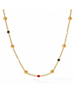 Fine Jewelry Enamel Beads Chain Stainless Steel Titanium Steel Necklace CA07831331-Gold Color-01