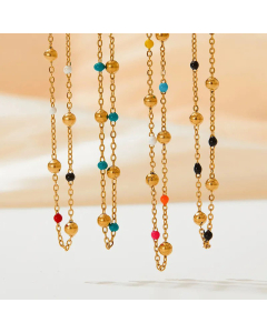 Fine Jewelry Enamel Beads Chain Stainless Steel Titanium Steel Necklace CA07831331