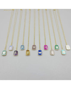 Lady Heart Shape Butterfly Stainless Steel Plating Natural Stone Pendant Necklace CA07831332