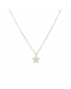 Sweet Artificial White Crystal Flower Stainless Steel Pendant Necklace CA07831337