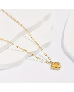 Wholesale Simple Style Heart Shape Stainless Steel 14K Gold Plated Necklace