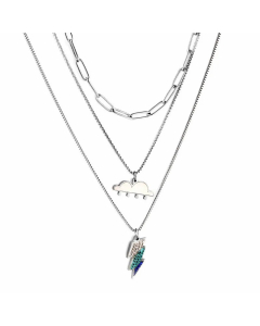 Light Luxury Clouds Lightning Stainless Steel Titanium Steel Gold Plated Rhinestones Layered Necklaces