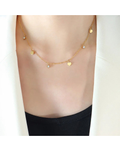 Wholesale Elegant Heart Shape Titanium Steel Gold Plated Zircon Necklace