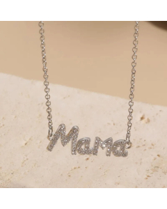 Elegant 18K Gold Plated Zircon MAMA Letter Titanium Steel Necklace Wholesale CA07831352