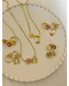 INS Style Cute Animal Flower Stainless Steel 18K Gold Plated Rhinestones Pendant Necklace CA07831353