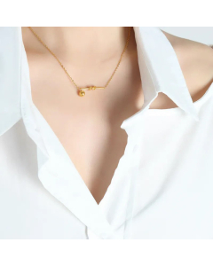 Minimalism Daily Style Ball Knot Titanium Steel 18K Gold Plated Pendant Necklace CA07831357