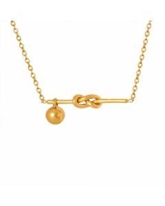 Minimalism Daily Style Ball Knot Titanium Steel 18K Gold Plated Pendant Necklace CA07831357