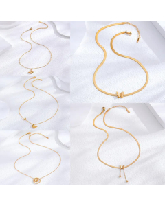 Elegant Sweet Butterfly Pendent Titanium Steel Gold Plated Necklace CA07831359