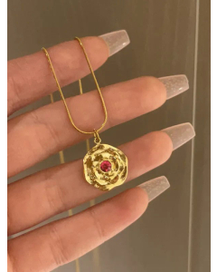 INS Style Vintage Style Flower Cross Stainless Steel 18K Gold Plated Zircon Pendant Necklace CA07831361