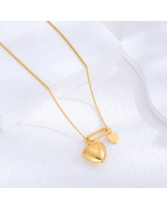 Minimalism Heart Shape Titanium Steel Gold Plated Pendant Necklace CA07831363
