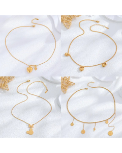 Fine Jewelry Classic Style Heart Shape Titanium Steel Gold Plated Pendant Necklace CA07831363