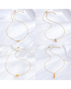 Classic Style Heart Shaped Titanium Steel Gold Plated Pendant Necklace Wholesale CA07831364
