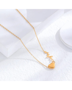 Elegant Light Luxury Style Heart Titanium Steel Gold Plated Zircon Necklace CA07831365