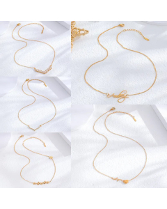 Elegant Light Luxury Style Letter Heart Titanium Steel Gold Plated Zircon Necklace CA07831365