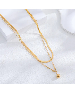 Hip-Hop Classic Style Ball Titanium Steel Gold Plated Layered Necklaces CA07831366