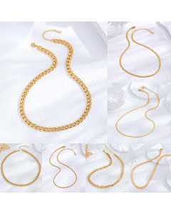 Casual Hip-Hop Classic Style Solid Color Choker Chain Gold Plated Titanium Steel Necklace CA07831367