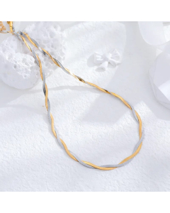 Minimalism Two-Strand Woven Crisscross Chain like Flat Snake Necklace Titanium Steel Necklaces CA07831368