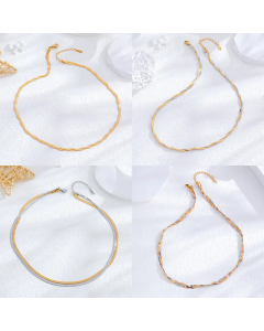 Minimalism Two-Strand Woven Crisscross Chain like Flat Snake Necklace Titanium Steel Necklaces CA07831368