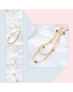 Classic Style Round Roman Numerals Titanium Steel Gold Plated Shell Zircon Necklace CA07831370