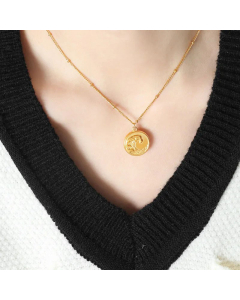 Wholesale INS Style Casual Phoenix Titanium Steel 18K Gold Plated Titanium Steel Pendant Necklace