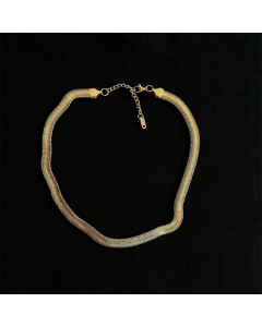 Gold Color Plain Solid Color Snake Chain Choke Chain Titanium Steel Necklace CA07831374
