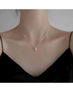 Steel Color Water Drop Titanium Steel Gold Plated Pendant Necklace CA07831376