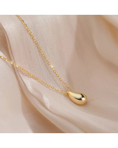 Water Drop Double-Layer Letter Disc Titanium Steel Gold Plated Pendant Necklace CA07831376