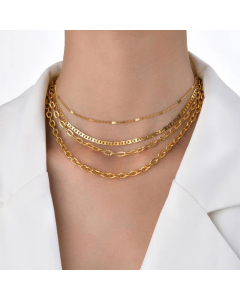 Plain Minimalism Solid Color Stainless Steel 18K Gold Plated Titanium Steel Necklace CA07831377