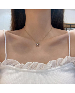 Wholesale Retro Butterfly Titanium Steel Zircon Pendant Necklace