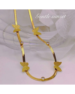 Wholesale Sweet Insect Butterfly Titanium Steel Artificial Diamond Necklace