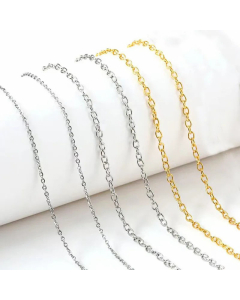Basic Style Solid Color O-Shaped Chain 18K Gold Plated Stainless Steel Necklace CA07831383