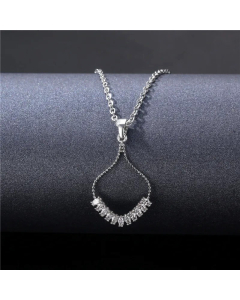 Elegant Hollow Water Drops Stainless Steel Titanium Steel Plated Zircon Pendant Necklace CA07831387